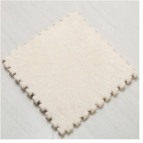 MYIESAXL Weiche Ineinander Greifende Teppichfliesen, Quadratisches Fußmatten-Set Aus Plüschschaum, Flauschige Puzzle-Teppiche, 1 cm Dick, 30 x 30 cm – 9 Fliesen