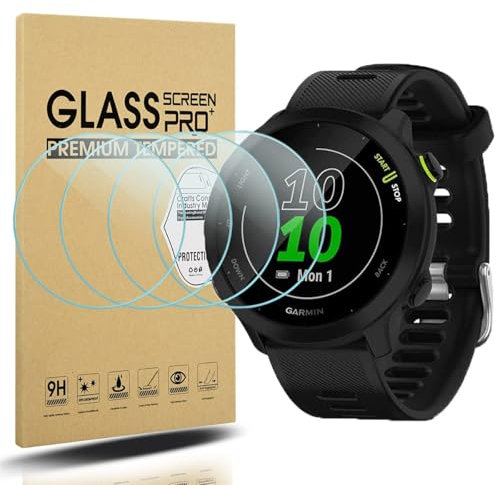 Diruite 4 Piezas Protector Pantalla para Garmin Forerunner 55 Cristal Templado,HD Protector Reloj para Garmin Forerunner 55 Smartwatch Protector[Anti-Raspado]