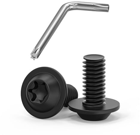 20 tornillos M6 x 12 de cabeza abombada Torx con brida – Acero inoxidable A2 V2A, rosca completa, óxido negro – con llave Torx