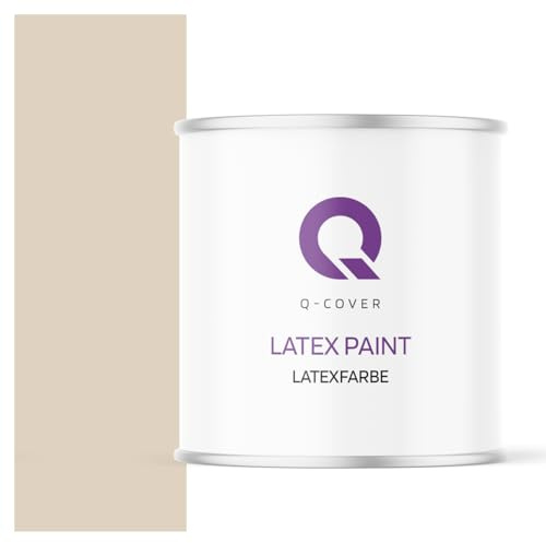 Q-COVER Latexfarbe 2L Hellbeige – Matte Innenfarbe für Wand & Decke, Klasse 3, Hohe Deckkraft, Scheuerfest