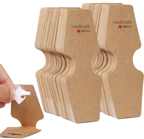 OIGWBPH 100 Stück Armbänder Displaykarten, Halsketten Display Karten, Schlüsselanhänger Ohrringe Display-karten, Kraftpapier Display-karten für Haarclips, Schmuck (Braun)
