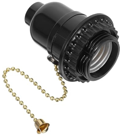 SEWOART Portalampada E27 con Interruttore a Strappo Catenella Nero per Lampade da Soffitto e Parete, Supporto con Dissipazione Calore per Uso Residenziale e Commerciale