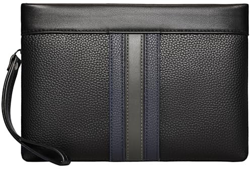 Eshow Handgelenktasche Herren, Handtasche klein, Geldbörsentasche aus PU Leder, Clutch Tasche mit Kartenfach Herrenhandtasche für Reisen, Arbeit, Alltag, Grau