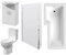 1700mm Bathroom Suite with Left Hand Square L Shape Shower Bath, Front Panel, Shower Bath Screen, 550mm Vanity Basin Unit and Toilet and Seat