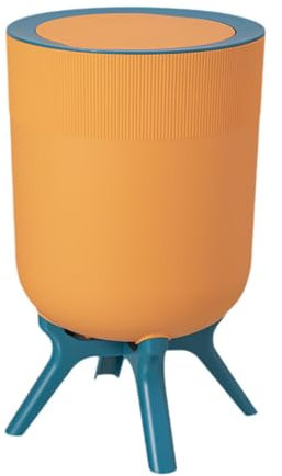 SiaBiced Cubo de basura con tapa, contenedor de basura con tapa a presión, cubo de basura de pie alto, papelera para oficina, baño, sala de estar, Naranja