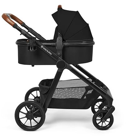 Ickle Bubba Virgo Twin 11-teiliges Reisesystem – geeignet ab der Geburt, Tandem-Kinderwagen mit Babywanne, Fußsäcken & Zubehör (schwarz)
