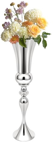 74CM Bodenvase Blumenvase Blumenständer Metall Silber Vase Silber Vase für Blumen Metall Bodenvase Pokalvase Modern Home Dekoration
