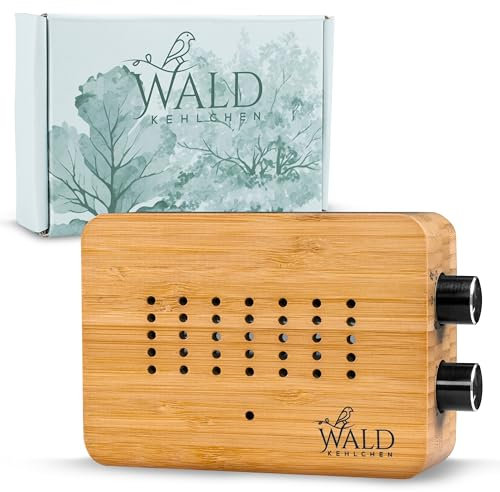 WALDKEHLCHEN - Vogelgezwitscher Box Toilette Bewegungsmelder aus echtem Bambus - Naturgeräusche Box mit sanftem Nachtlicht und Touchfunktion - Nachhaltiger Vogelzwitscher Bewegungsmelder mit Timer
