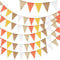 G2PLUS Orange Gelb Wimpelkette Outdoor Wetterfest, 20M Indoor Party Wimpel Girlanden, Wimpelketten Garten mit 60 STK Wimpel, 5 Stück Jute Wimpelketten für Garten, Geburtstag, Kinderzimmer