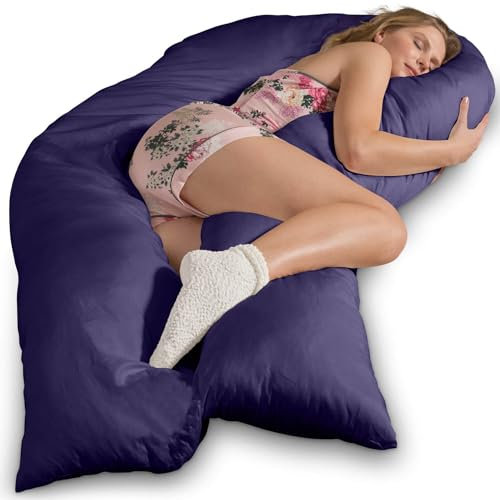 Traumreiter Seitenschläferkissen Jumbo XXL mit Bezug Baumwolle Marine Blau I Extra hohes und langes orthopädisches Komfortkissen. Schwangerschaftskissen zum Schlafen Stillkissen Kissen. Body Pillow