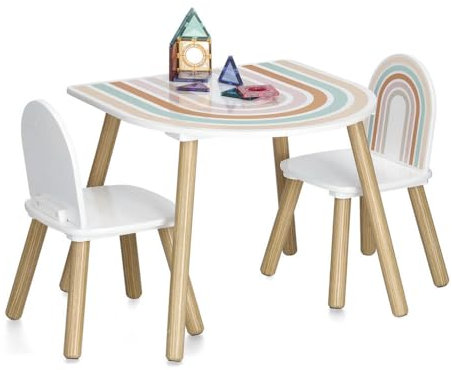Basera Kinder-Sitzgarnitur aus MDF und Kiefer, 3-teilig, Regenbogen-Design