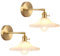 TOKTOP Lot de 2 Applique Murale Abat-Jour en Verre Blanc Appliques en Laiton Réglables Luminaire Mural Lampes Murales avec Interrupteur Pour Chambre Salle de Bain Salon