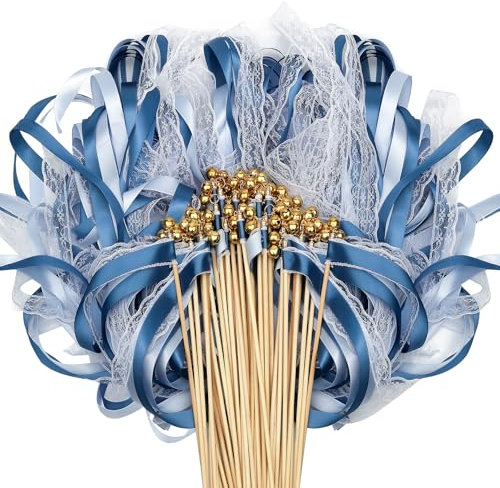 Wedding Wands,50 Stück Stäbe mit 100 Groß Glöckchen Wedding Wands Hochzeit,Seidenfeenstab,Zauberstäbe Hochzeit Luftschlangen,für Hochzeiten,Geburtstage,Feiertagsfeiern