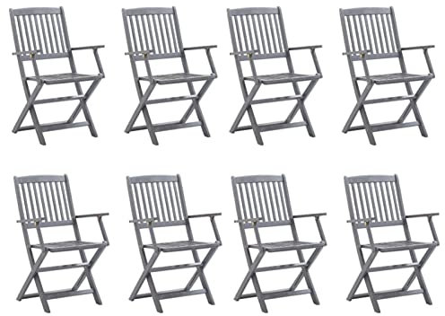 Gecheer 8 STK. Klappbar Gartenstuhl Essstuhl Klappstuhl Gartenstühle Terrassenstuhl Balkonstuhl Holzstuhl Massivholz Akazie 54 x 57 x 91 cm