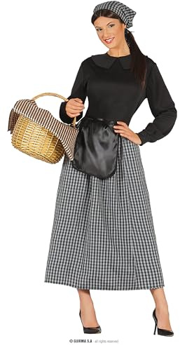 GUIRMA | Kastanienverkäuferin Kostüm für Erwachsene (44-46/XL) - Kleid, Schürze und Kopftuch - Weihnachts- und Neujahrskostüme für Partys und Feiern - Ideal für Damen - Schwarz