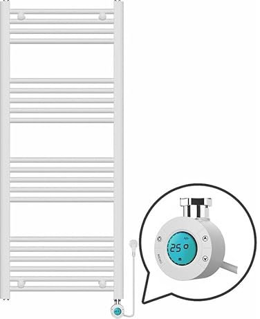 Radiateur serviettes électrique avec thermostat numérique - Radiateur de salle de bain - 1200 × 500 mm - Blanc - 500 W
