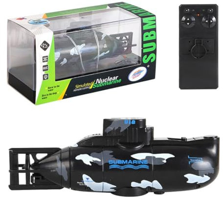 Funwetrike Mini RC Submarine, Remote Control Boat Underwater Diving for Fish Tank, Pools, Ideal Water Diving Gifts, Black