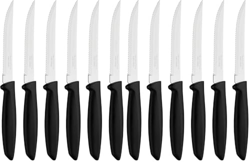 Tramontina Juego de 6 Cuchillos Dentados para Carne color negro Plenus (Paquete de 2)