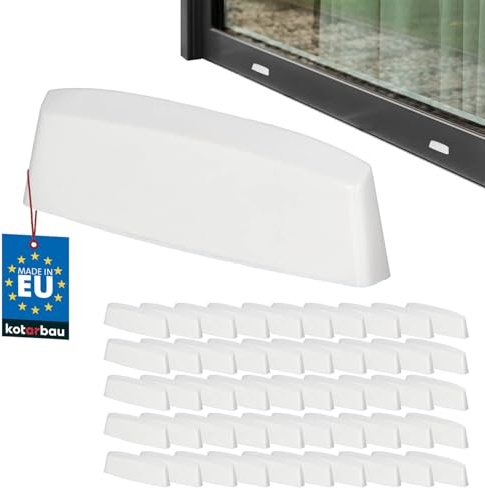 KOTARBAU® 50er Set Wasserschlitzkappen - Fensterabflusslochkappen - 45 mm - ASA-Kunststoff - Weiß - Fensterentwässerung - Entwässerung - Fenster PVC - Schutz - Abdeckung