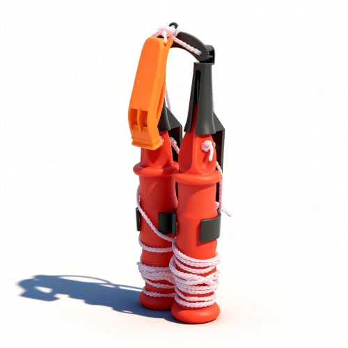 Eisrettungs-Pickel mit Signalpfeife, 2er-Set Orange | Taugerät für Eisfischen und Winterrettung, rutschfester ABS-Griff, Edelstahlspitzen, kompaktes Nothilfe-Set
