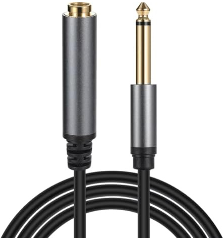 Ehwisbe Gold Plated 6.35mm to Female Mono Jack Audio Cable for Amplifier Mixers Electric Drum Guitar 6.35 mm Connector(5m)