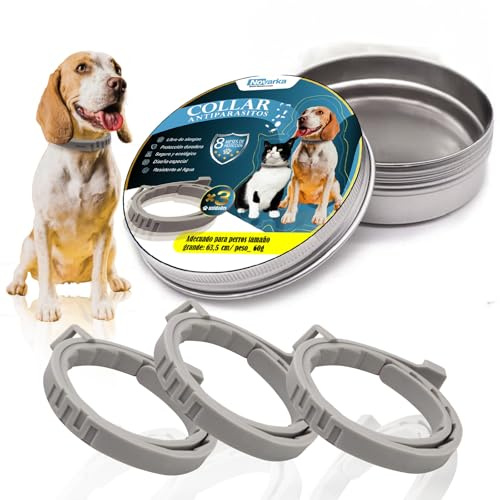 NOVARKA® | MEGAPACK de 3 Collar Antiparasitario Perros | contra Pulgas, Garrapatas, Mosquitos y Leishmaniosis | Ajustable y Resistente al Agua | Composicion de Aceites Naturales y Olor a Eucalipto