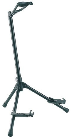 K&M 17685 Gitarrenständer Memphis 10 Schwarz - Höhe 55 - 112 cm - aus Stahl mit Sicherheitsverschluss, verstellbar