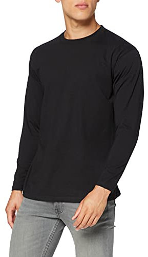 Fruit of the Loom Men's Super Premium Long Sleeve T-Shirt, Black, Large