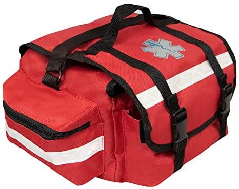 Primacare KB-RO74-R First Responder Bag for Trauma, Professional Multiple Compartment Kit Carrier for Emergency Medical Supplies, Red, 17 x 9 x 7 inches