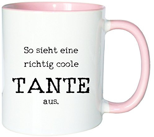 Mister Merchandise Kaffeetasse Becher So Sieht eine richtig Coole Tante aus Aunt, Farbe: Weiß-Rosa