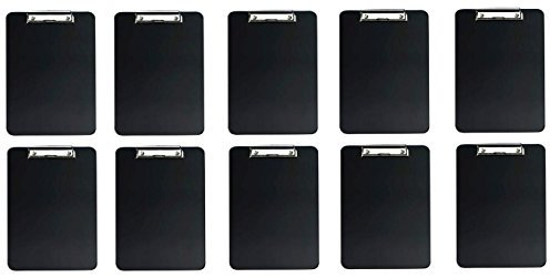 10er Set Klemmbrett Din A4 schwarz mit Klemme aus Metall Schreibunterlage Clipboard Schreibbrett Schreibplatte Klemmmappe Schreibmappe
