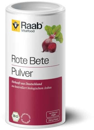 Raab Vitalfood Bio Rote Bete-Pulver, reich an Folsäure, vegan, glutenfrei, 250 g