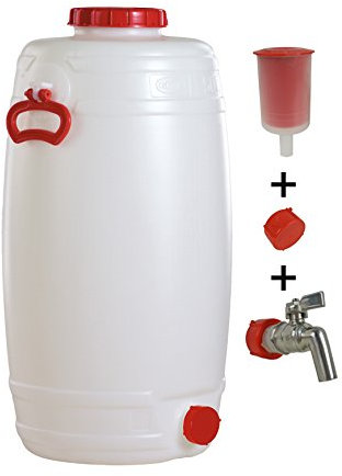 Graf Getränkefass Rund 50 Liter mit Messing Auslaufhahn 3/4 und Gärspund