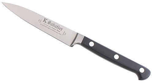 K SABATIER - Office 10 Cm Gamme Proxus - Acier Inoxydable - Manche Noir - 100% Forge - Entièrement Fabrique en France