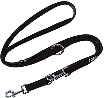 DDOXX Airmesh Hundeleine - 2m, 3fach verstellbare Hundeleine für alle Hundegrößen - M (Schwarz)