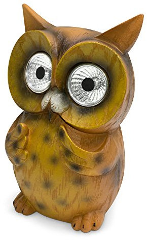 LED Universum Solartier „Uhu“, Dekofigur für Garten, Terrasse, Balkon, 6h Leuchtzeit, mit Dämmerungssensor, 9x8x13cm