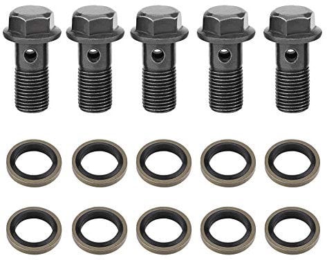 Brake Banjo Bolt, Motorrad-Bremsbolzen 5pcs Motorrad Banjo Bolzen & Unterlegscheiben für Bremssattel Hauptbremszylinder M10 x1.25 / M10 * 1.0mm(M10×1mm)