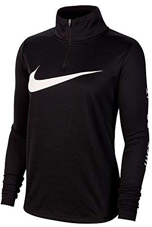 Nike W Nk Midlayer Qz Swsh Run Long Sleeved T-Shirt - Black/(White), M