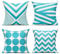 All Smiles Aqua Outdoor Kissenbezüge, Hellhimmelblau, dekorative Kissenbezüge, 45.7x45.7 cm, 4 Stück, Heimdekoration, quadratisch, für Couch, Sofa, Wohnzimmer, Moderne geometrische Dekorationen