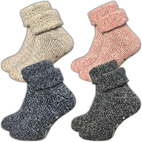 ca·wa·so Damen Stoppersocken aus Wolle | ABS Sohle (1er-Pack | 4er-Pack) (35-38, farbig | 4er-Pack)