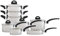 Tower Level Induction Frying Pan and Saucepan Set With Lids, Stay Cool Bakelite Handles, Stainless Steel Pan Set, Satin Finish, 8 Piece