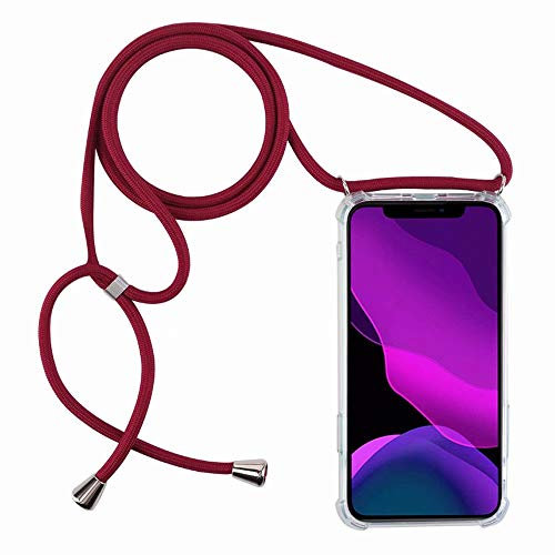 2ndSpring Schutzhülle mit Halskette, kompatibel mit Samsung Galaxy A81/M60S/Note 10 Lite, Umhängeband aus Seil, Anhänger, Schutzhülle, Rot