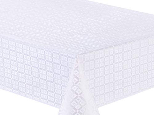 Home Direct Embossed Rectangular Oilcloth PVC Wipe Clean Tablecloth Table Cover 140cm x 180cm 55x70 White
