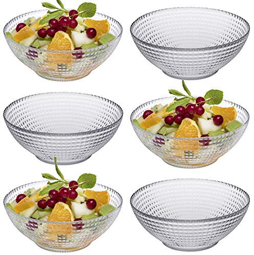 Queensway Home & Dining Stackable Dessert Serving Textured Kitchen Clear Glass Bowl Set 6/12 (6)
