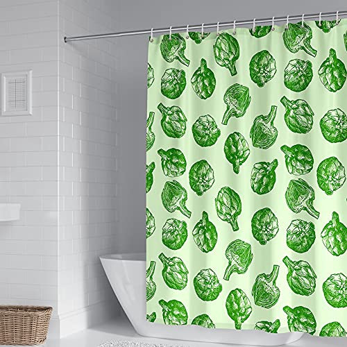 KnSam Tenda Doccia in Poliestere, Tenda Vasca Idrorepellente Modello di Verdure Tende da Doccia 180x200cm