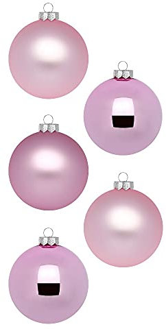 Inge Glas Magic Weihnachtskugeln klein | 36 Kugeln 4cm | Christbaumkugeln aus Glas (Pink Blush | rosa matt/Glanz)