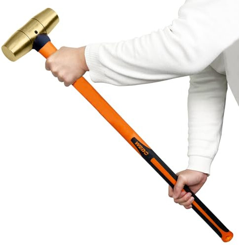 WEDO Fäustel mit Glasfaserstil,Vorschlaghämmer,Messinghaupt 3,6kg,Länge 700mm,Metallbearbeitunghammer Für Werkzeuge,Schmuckherstellung,die Heimwerkstatt und Reparaturen,korrosionsbeständig,DIN Norm