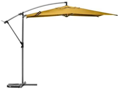Hespéride - Sombrilla Colgante Redonda Manoa Amarillo Mostaza y Gris Grafito - 3 m
