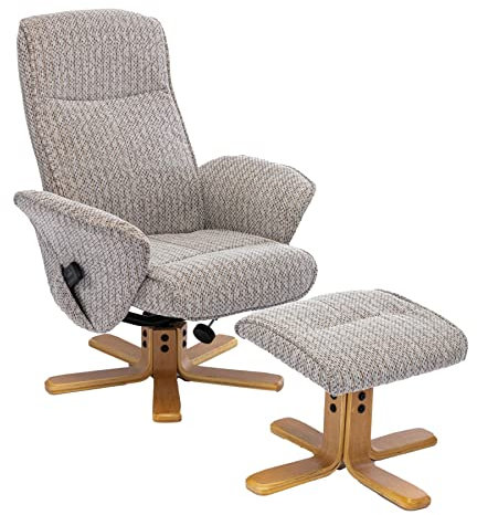 Morris Living The Alexandria Swivel Recliner Chair & Footstool - Heat & Massage - Wheat Fabric