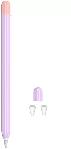 Dual Color Pen Sleeve for Apple Pencil 2nd Gen Case Cover Bag Non-Slip Protection Soft Silicone Sleeve for iPad Pro Pen (for Apple Pencil 2nd, Purple)